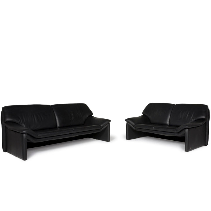 Laauser Atlanta Leder Sofa Garnitur Schwarz Dreisitzer Zweisitzer #11629