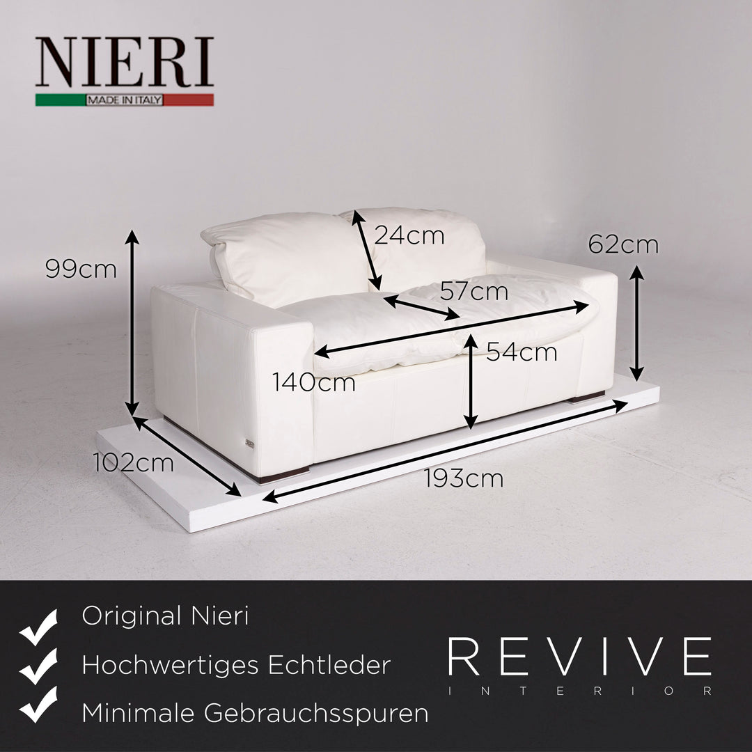 Nieri leather sofa set white 1x three-seater 1x two-seater #10892