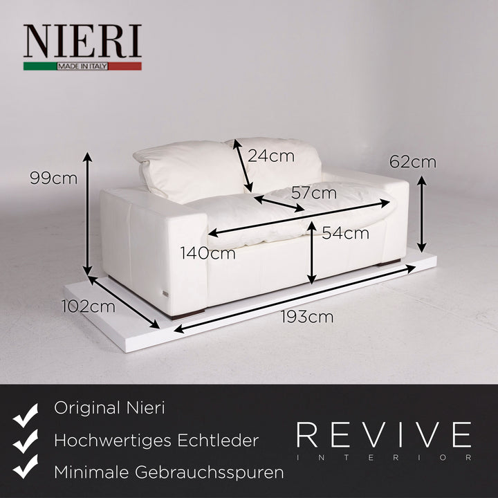 Nieri leather sofa set white 1x three-seater 1x two-seater #10892