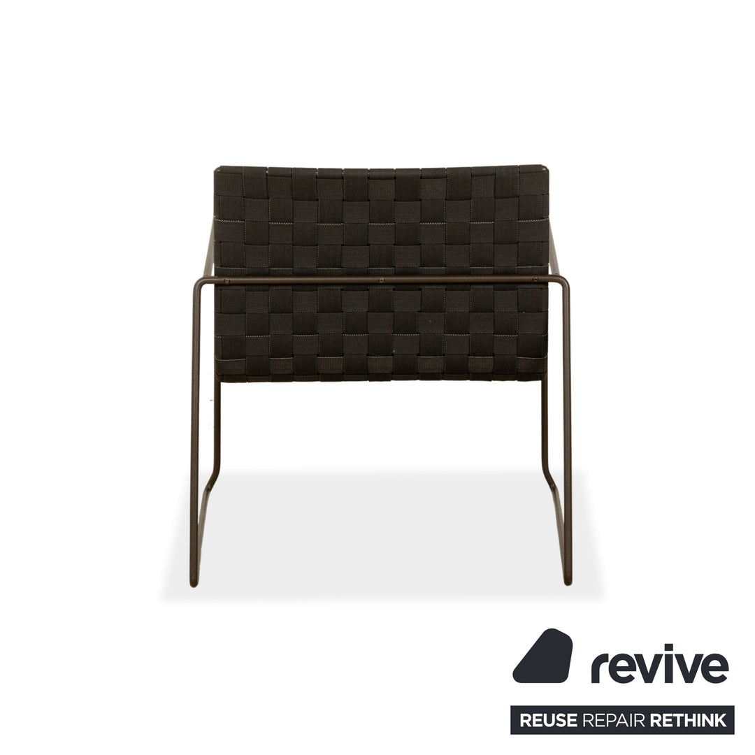 Lot de 2 fauteuils en métal Andreu World Trenza noir marron foncé mobilier de jardin extérieur