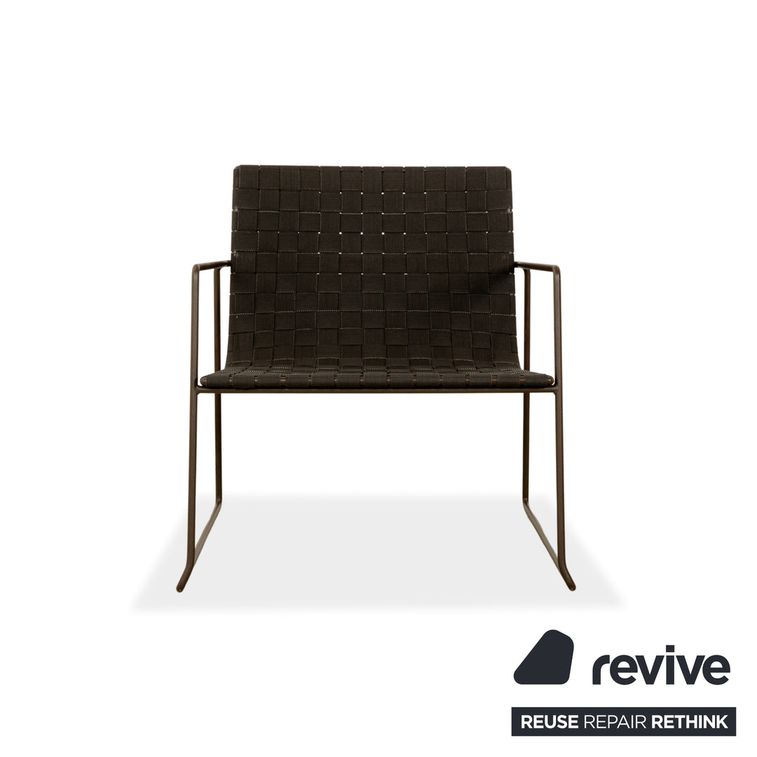 Set of 2 Andreu World Trenza metal armchairs black dark brown outdoor garden furniture