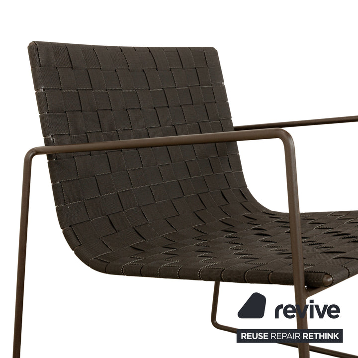 Lot de 2 fauteuils en métal Andreu World Trenza noir marron foncé mobilier de jardin extérieur