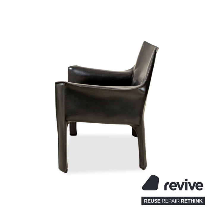 2er Garnitur Cassina Cab 414 Leder Sessel Stuhl Schwarz Kernleder