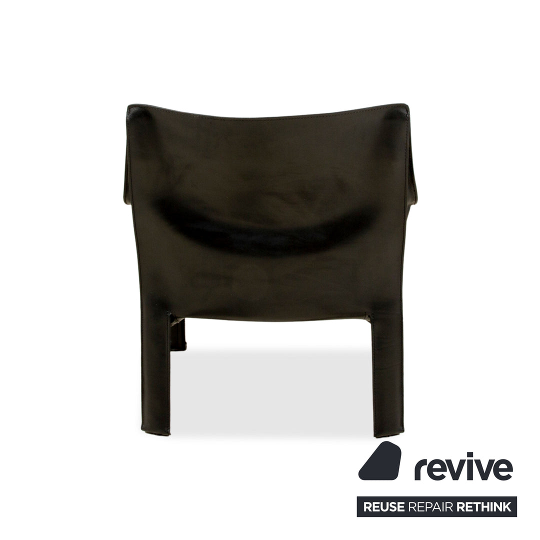 2er Garnitur Cassina Cab 414 Leder Sessel Stuhl Schwarz Kernleder