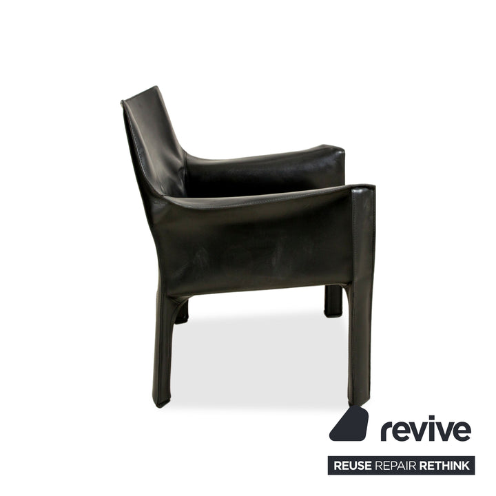 2er Garnitur Cassina Cab 414 Leder Sessel Stuhl Schwarz Kernleder