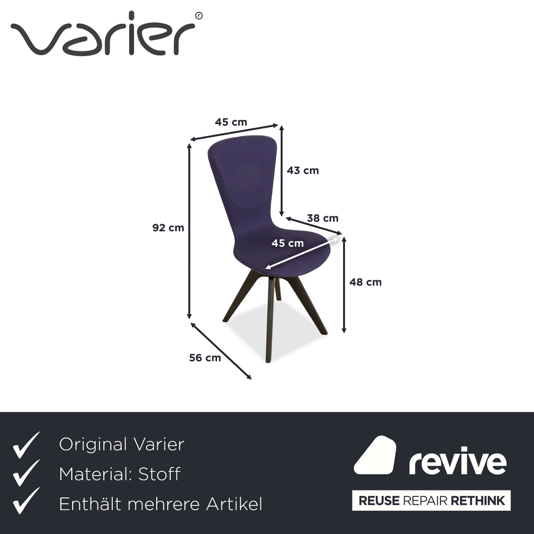 2er Garnitur Varier Invite Stoff Stuhl Lila Eiche Schwarz UMA 761