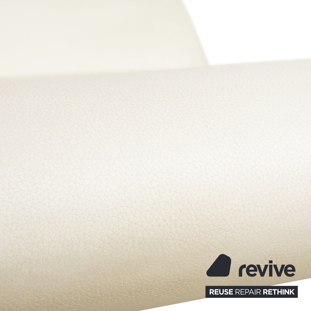 2x Cor Sinus Leather Cantilever Armchairs Cream White incl. Footstool