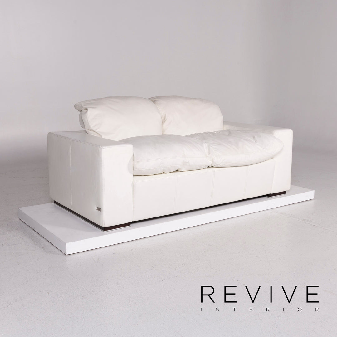 Nieri leather sofa set white 1x three-seater 1x two-seater #10892