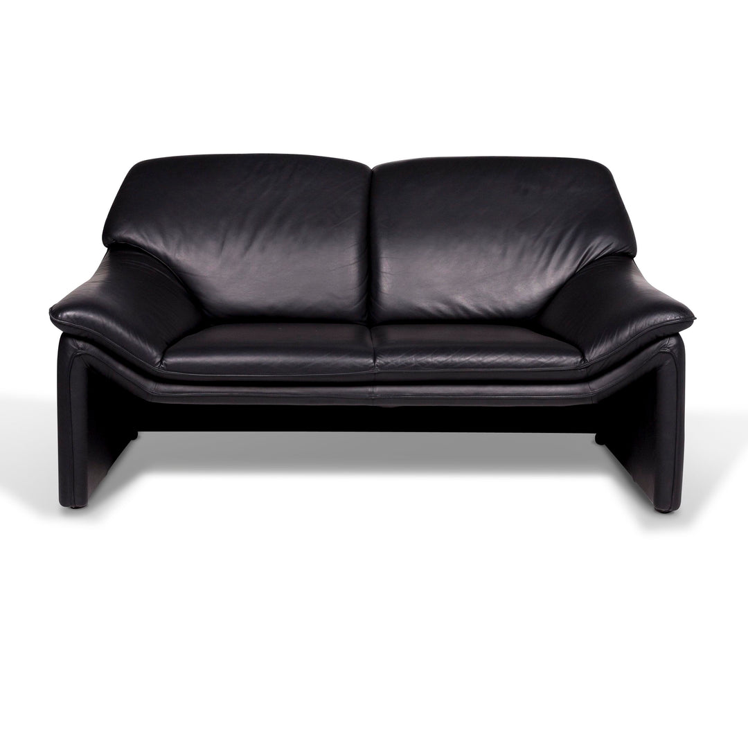 Laauser Atlanta Designer Leather Sofa Black Two-Seater Couch #9552