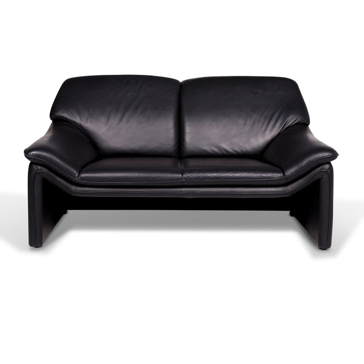 Laauser Atlanta Designer Leather Sofa Black Two-Seater Couch #9552