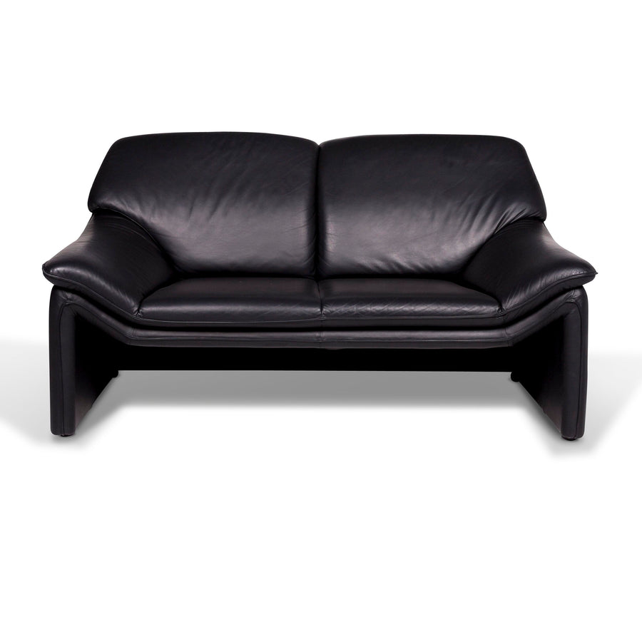Laauser Atlanta Designer Leder Sofa Schwarz Zweisitzer Couch #9552