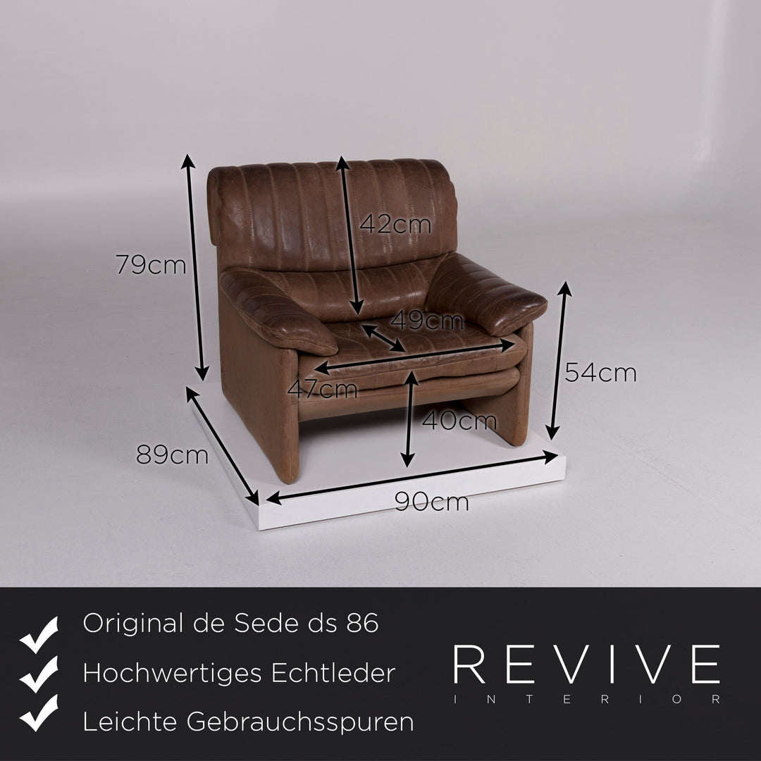 de Sede ds 86 Designer Leder Sofa Garnitur Braun Dreisitzer Sessel #10449