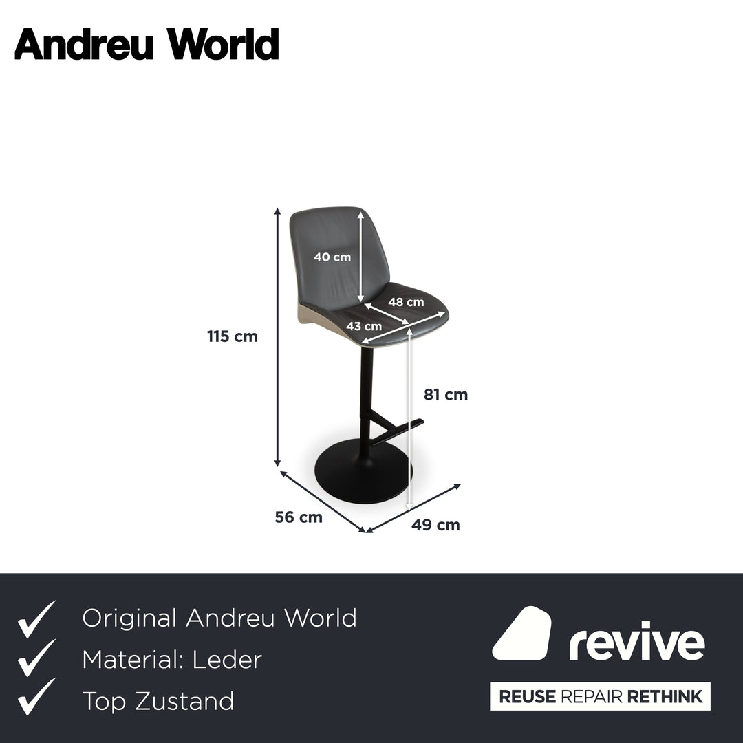 4er Garnitur Andrew World Nuez Leder Stuhl Grau manuelle Funktion Barhocker
