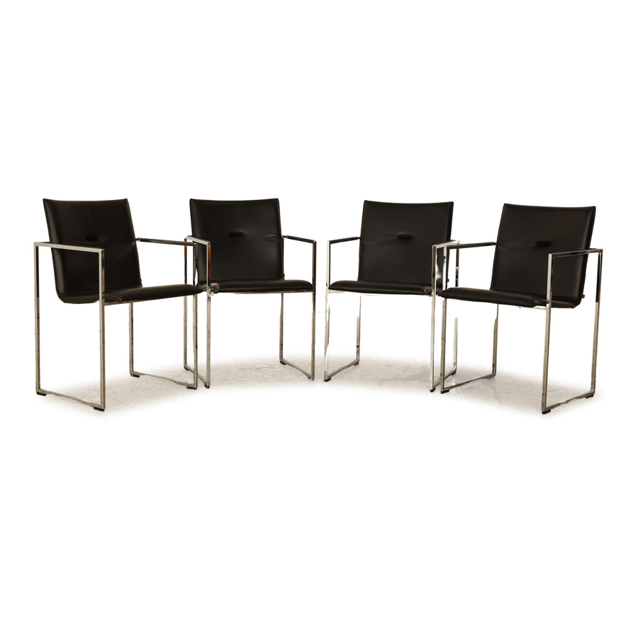 Set of 4 Arco Frame Leather Chair Black Dining Room