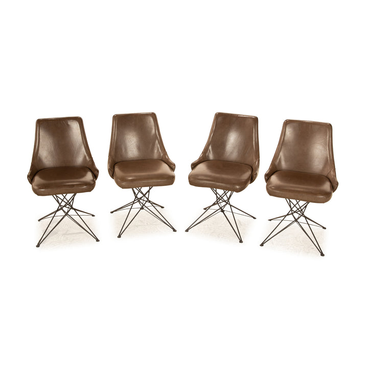 Set of 4 Arketipo Firenze Athena leather chairs brown