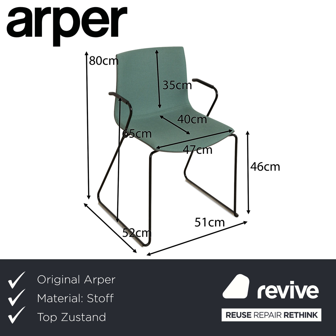 4er Garnitur Arper Catifa 46 Stoff Stuhl Grün