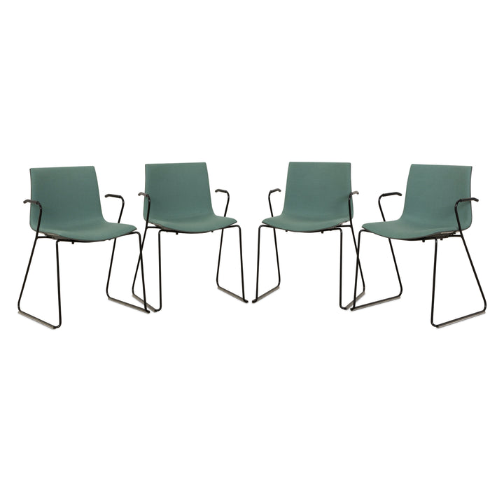 Lot de 4 chaises Arper Catifa 46 en tissu vert