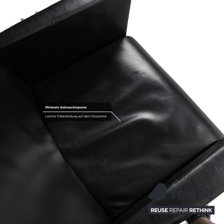 Lot de 4 chaises Artanova en cuir noir avec roulettes