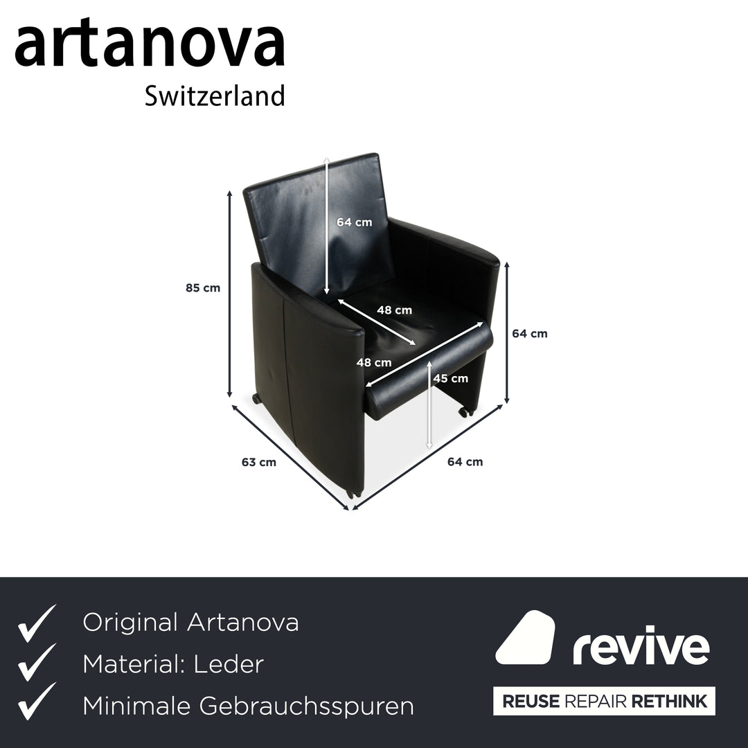 4er Garnitur Artanova Leder Stuhl Schwarz inkl. Rollen