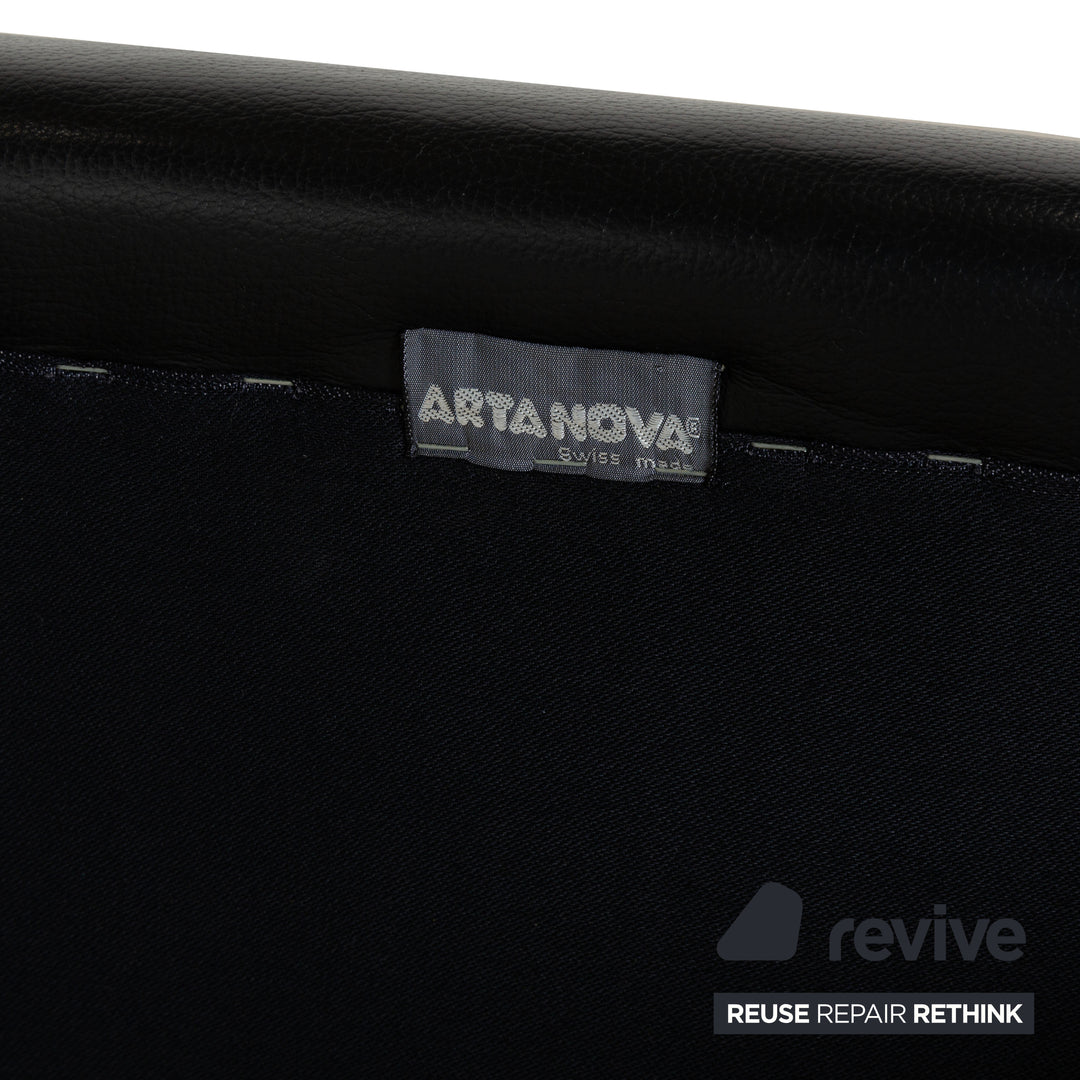 Lot de 4 chaises Artanova en cuir noir avec roulettes