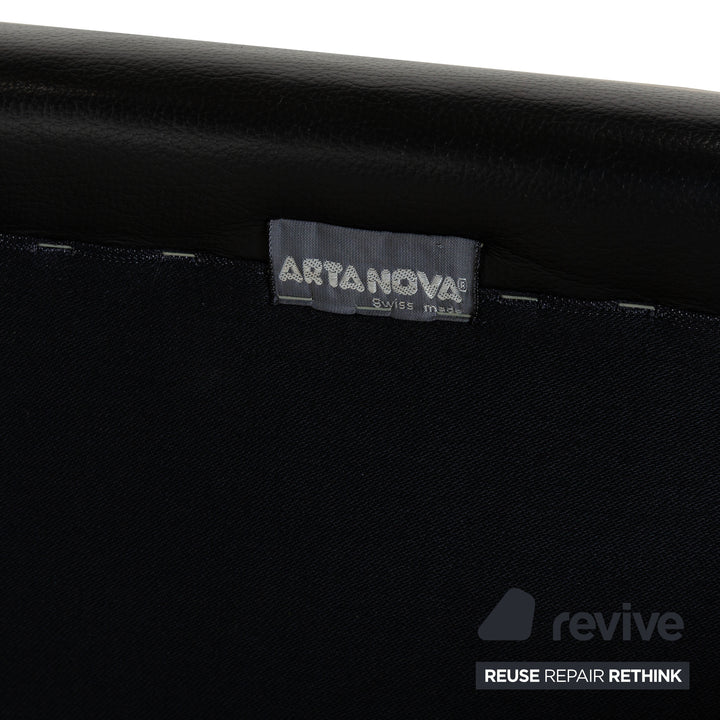 Lot de 4 chaises Artanova en cuir noir avec roulettes