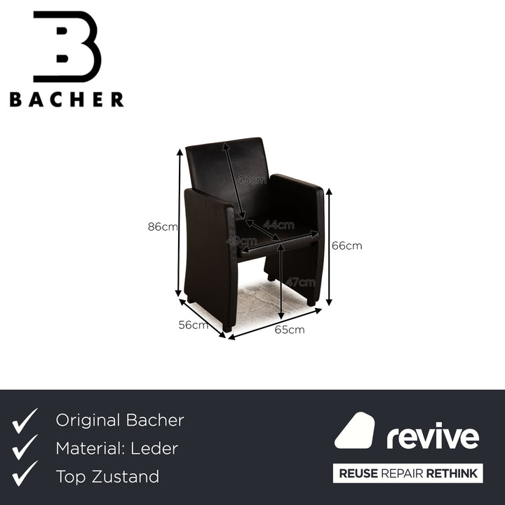 Lot de 4 chaises Bacher Brandon en cuir noir salle à manger