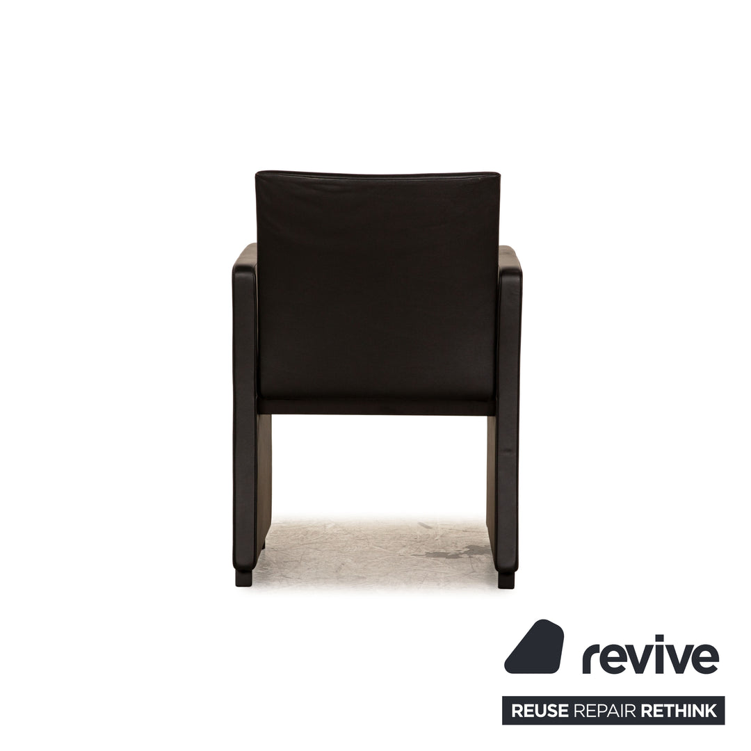 Lot de 4 chaises Bacher Brandon en cuir noir salle à manger