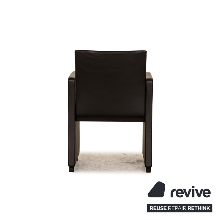 Lot de 4 chaises Bacher Brandon en cuir noir salle à manger