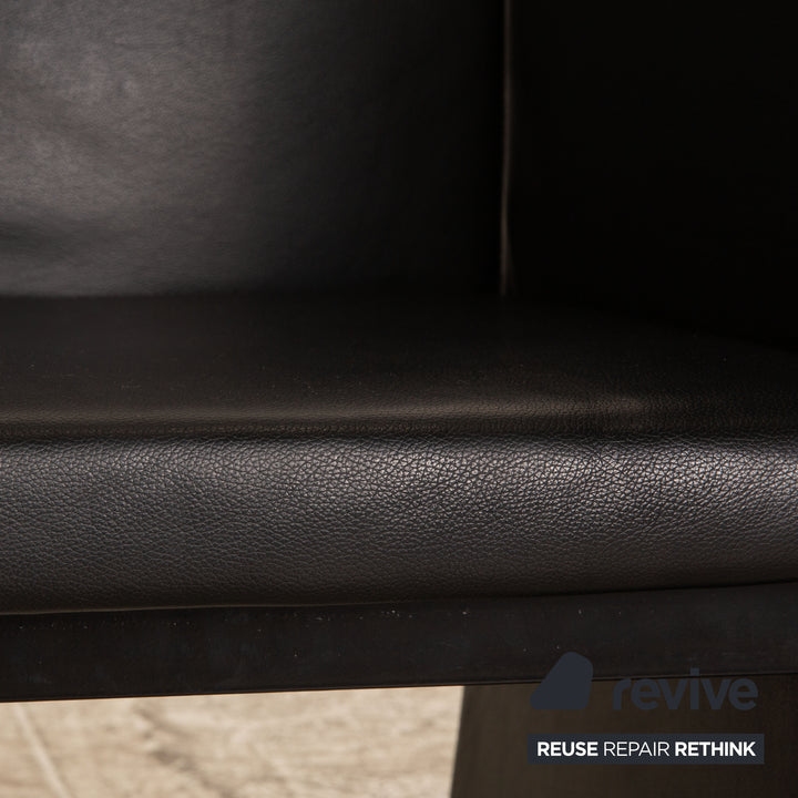 Lot de 4 chaises Bacher Brandon en cuir noir salle à manger