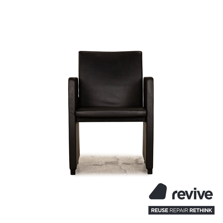 Lot de 4 chaises Bacher Brandon en cuir noir salle à manger