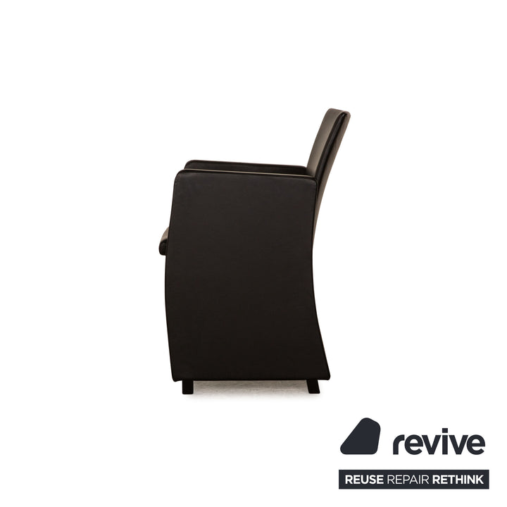 Lot de 4 chaises Bacher Brandon en cuir noir salle à manger