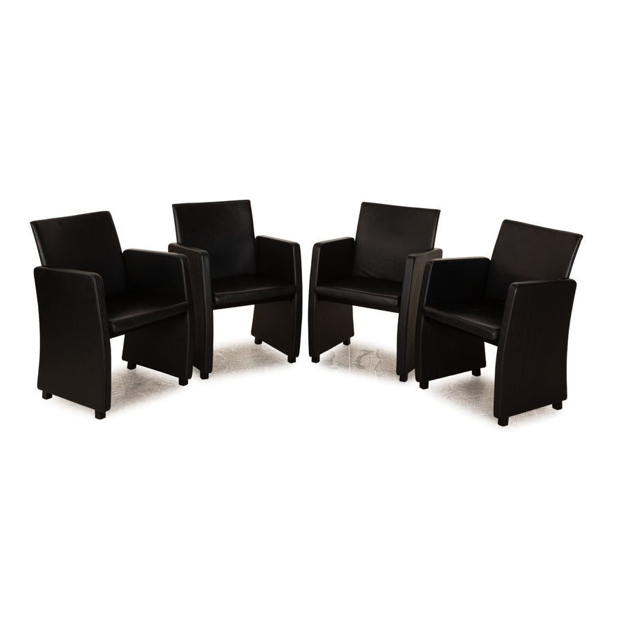 Lot de 4 chaises Bacher Brandon en cuir noir salle à manger