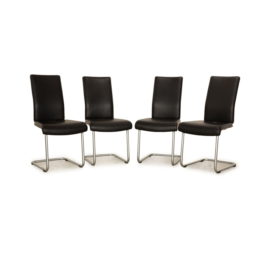 Set of 4 Bacher MIKE leather chairs black dining room