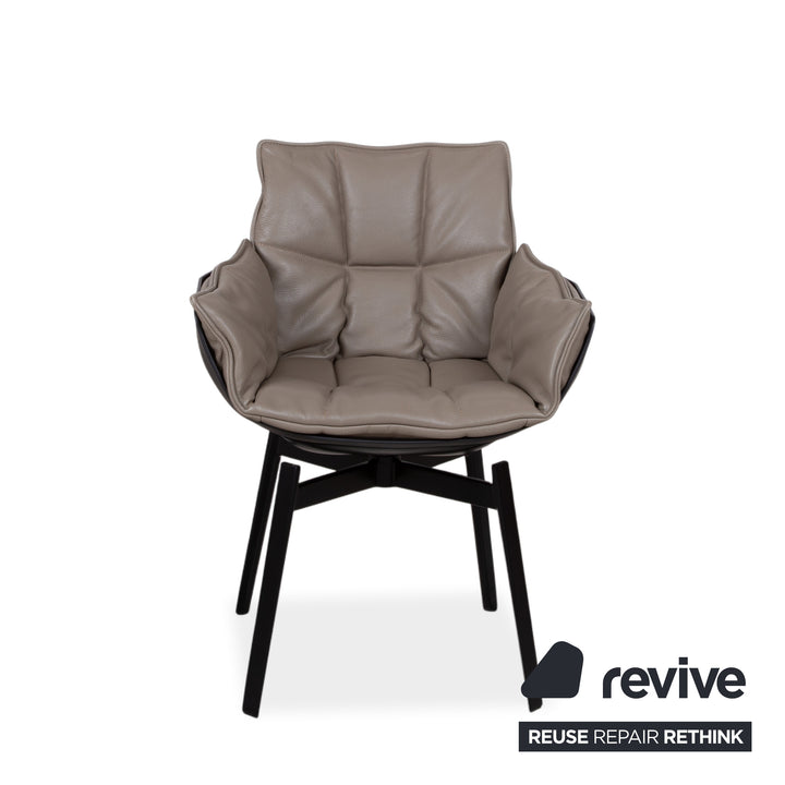 4er Garnitur B&B Italia Husk Leder Stuhl Braun Taupe Beige