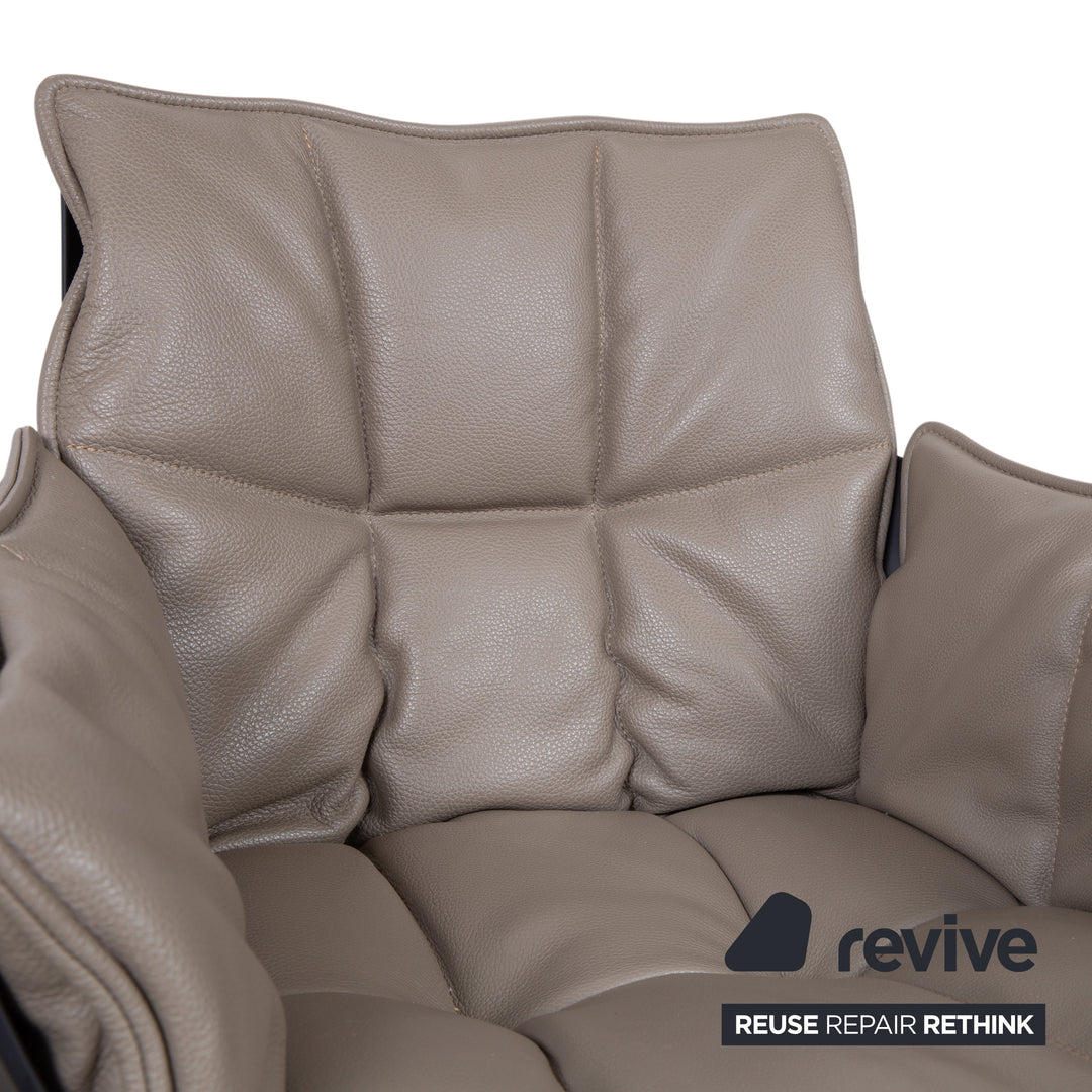 4er Garnitur B&B Italia Husk Leder Stuhl Braun Taupe Beige