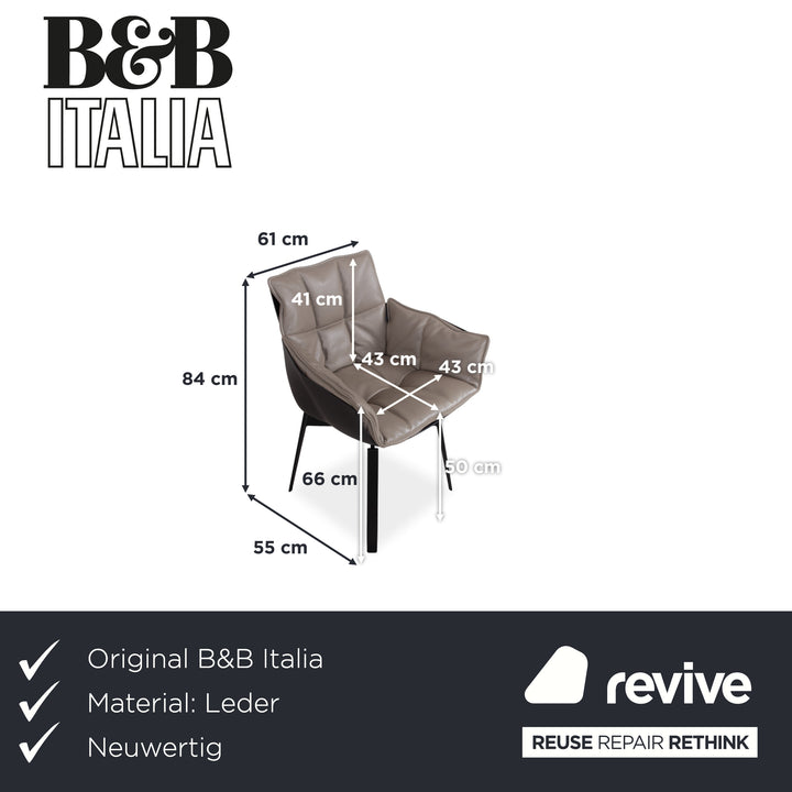 4er Garnitur B&B Italia Husk Leder Stuhl Braun Taupe Beige