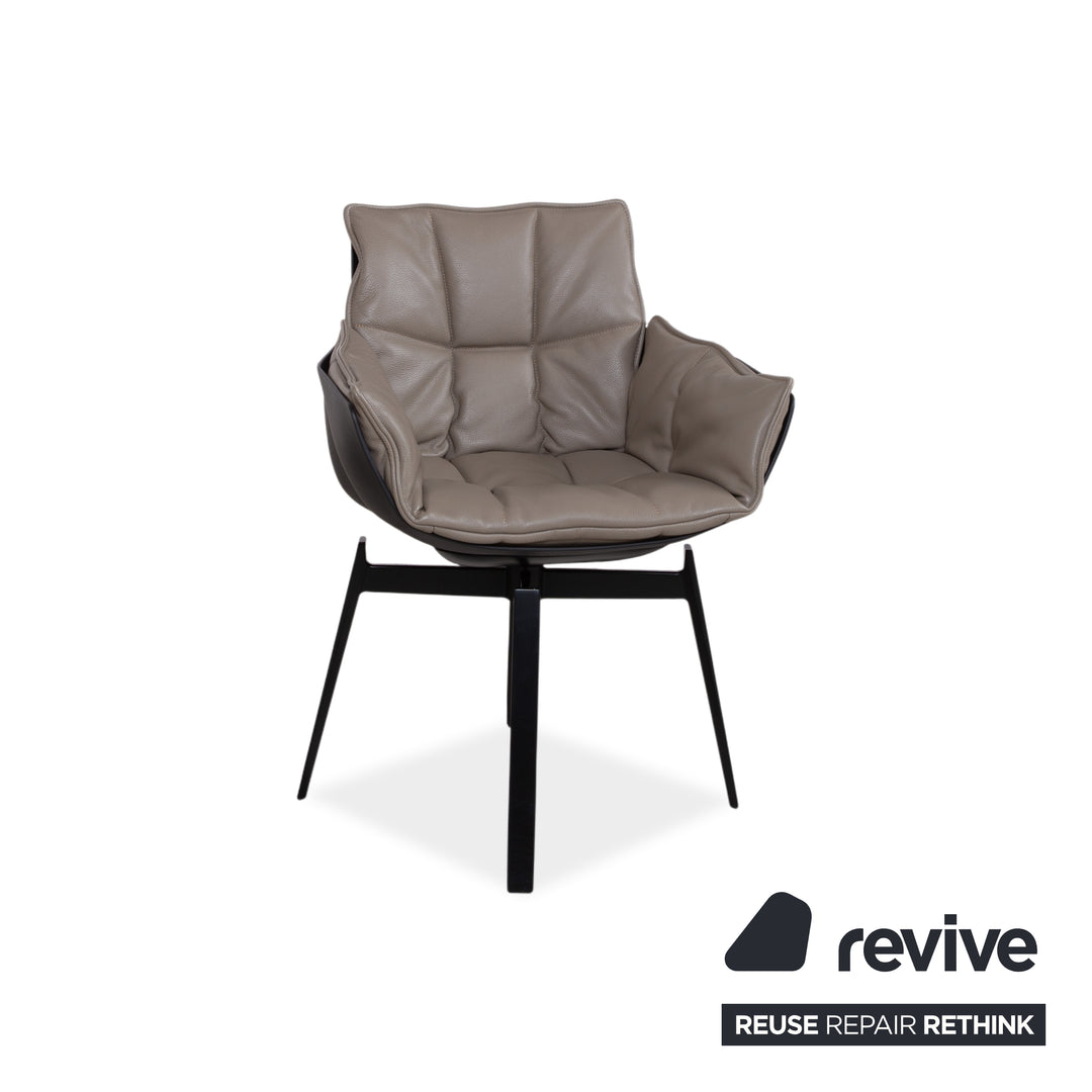 4er Garnitur B&B Italia Husk Leder Stuhl Braun Taupe Beige