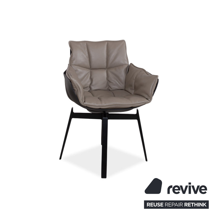 4er Garnitur B&B Italia Husk Leder Stuhl Braun Taupe Beige