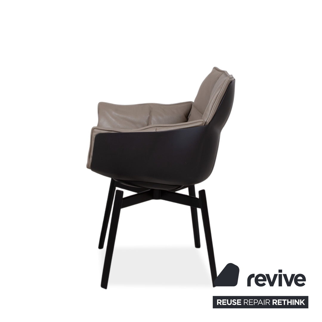 4er Garnitur B&B Italia Husk Leder Stuhl Braun Taupe Beige