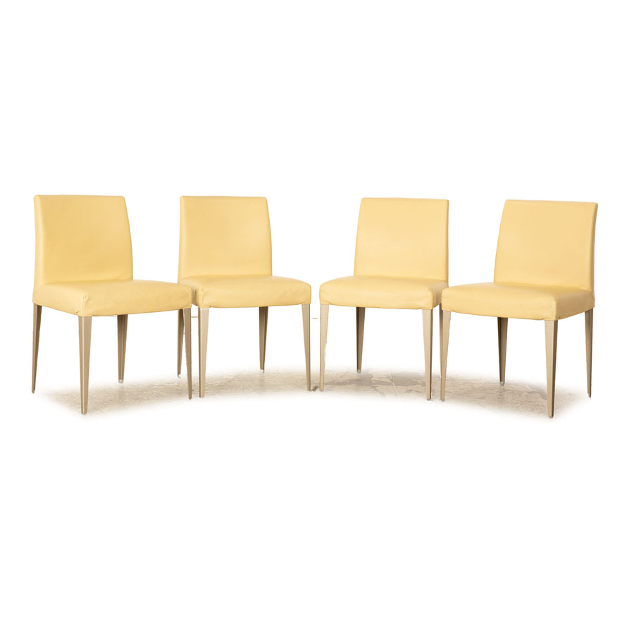 Set of 4 B&amp;B Italia leather chairs cream dining room