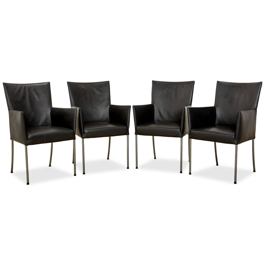 Ensemble de 4 chaises Bert Plantagie ARC-E en cuir anthracite pour la salle à manger
