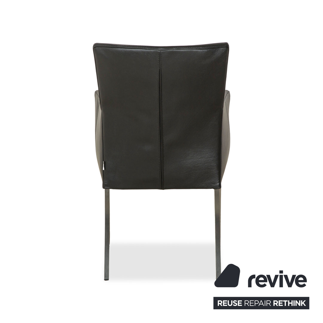 4er Garnitur bert plantagie ARC-E Leder Stuhl Anthrazit Schwarz Esszimmer