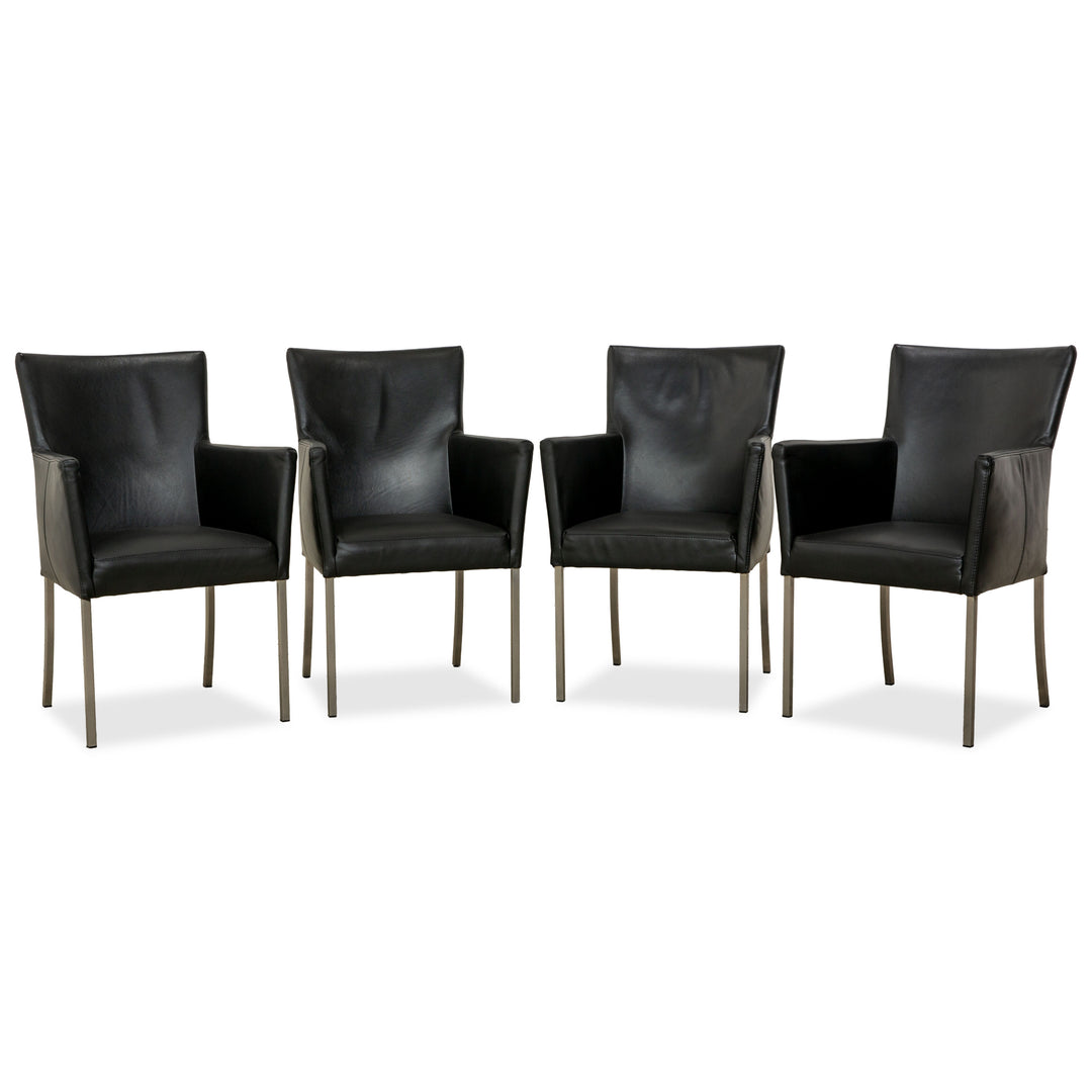 4er Garnitur bert plantagie ARC-E Leder Stuhl Anthrazit Schwarz Esszimmer