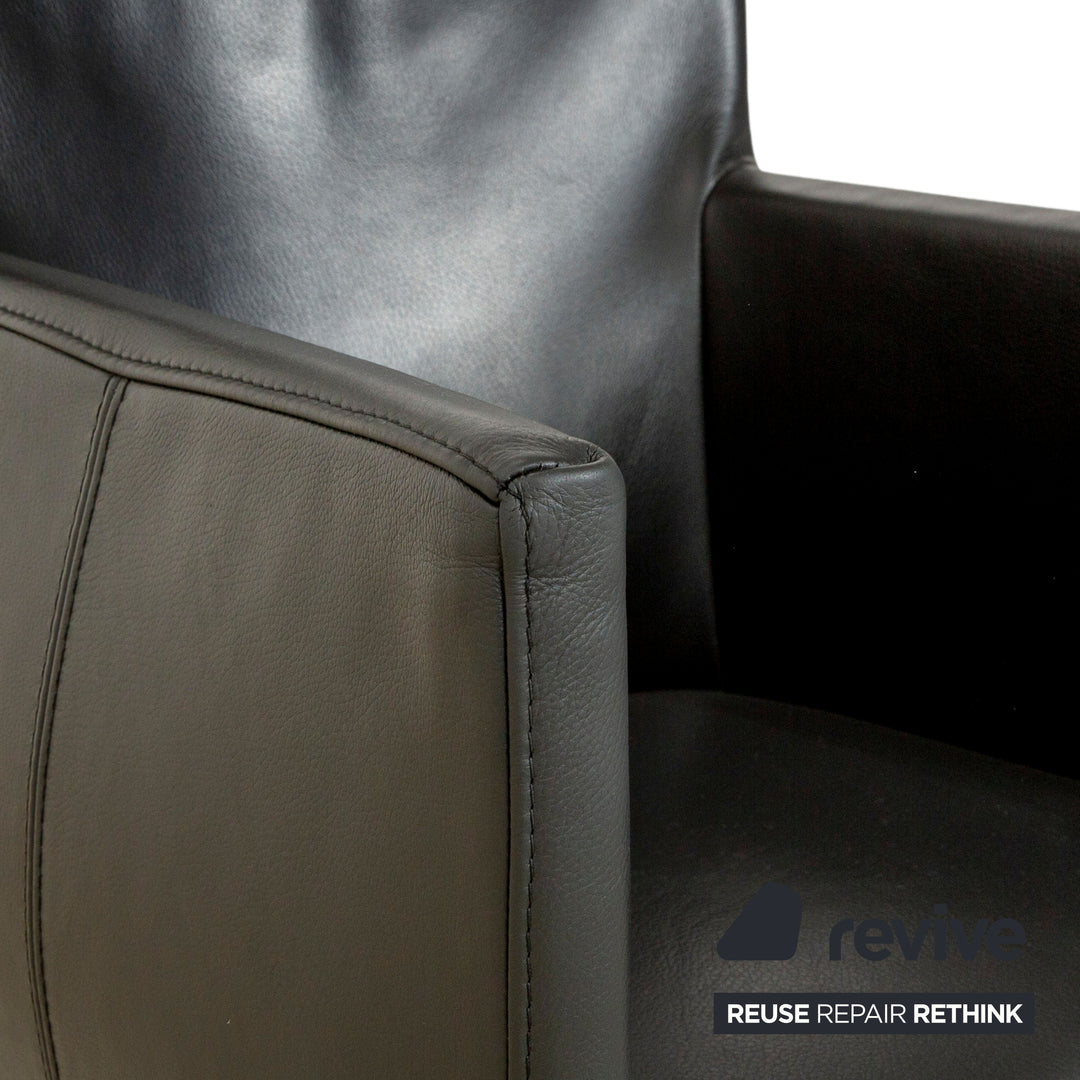 4er Garnitur bert plantagie ARC-E Leder Stuhl Anthrazit Schwarz Esszimmer