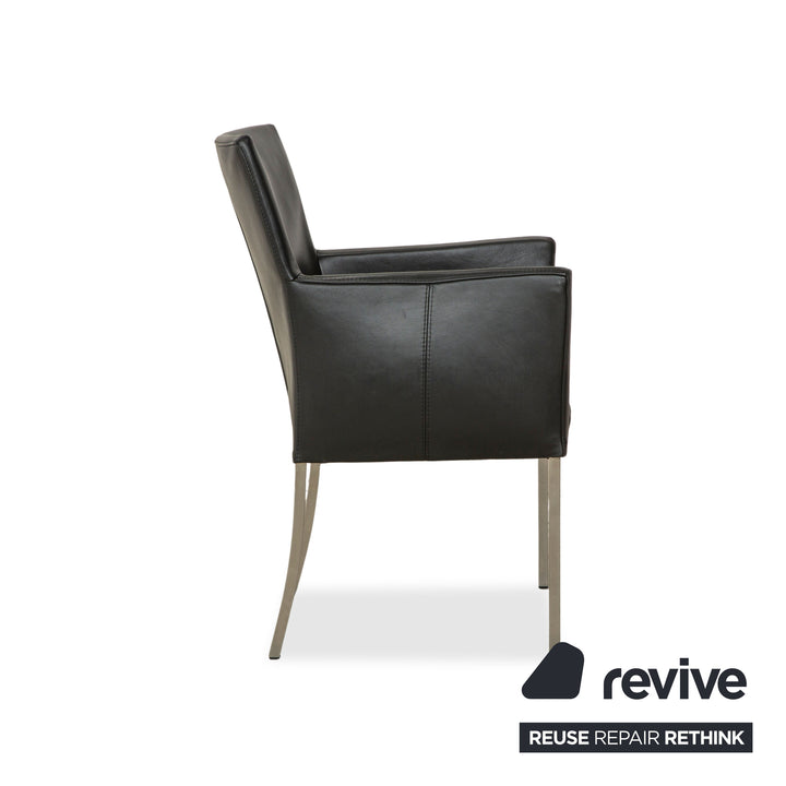 4er Garnitur bert plantagie ARC-E Leder Stuhl Anthrazit Schwarz Esszimmer