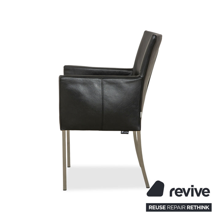 4er Garnitur bert plantagie ARC-E Leder Stuhl Anthrazit Schwarz Esszimmer