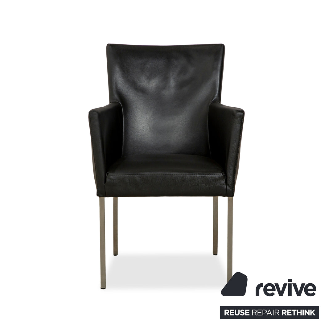 4er Garnitur bert plantagie ARC-E Leder Stuhl Anthrazit Schwarz Esszimmer