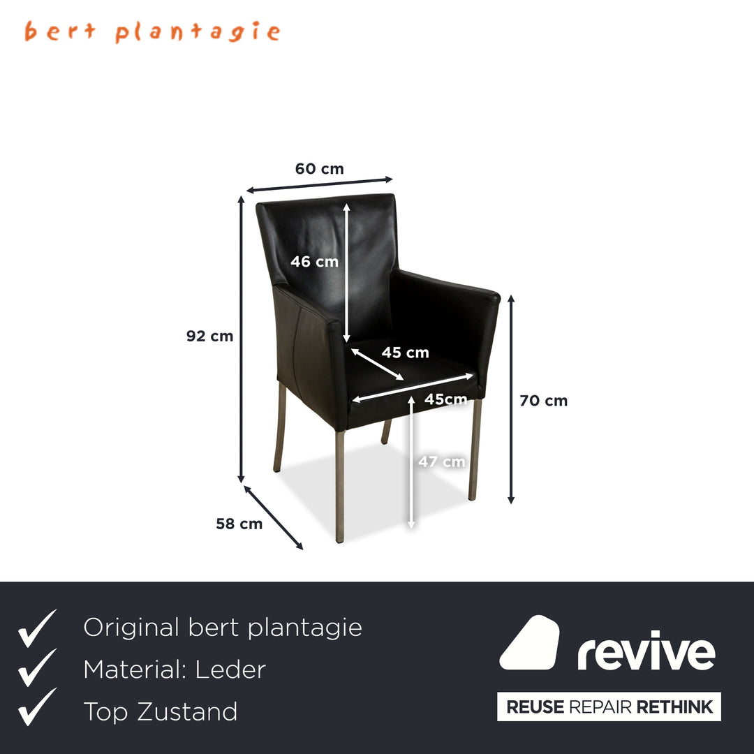 4er Garnitur bert plantagie ARC-E Leder Stuhl Anthrazit Schwarz Esszimmer
