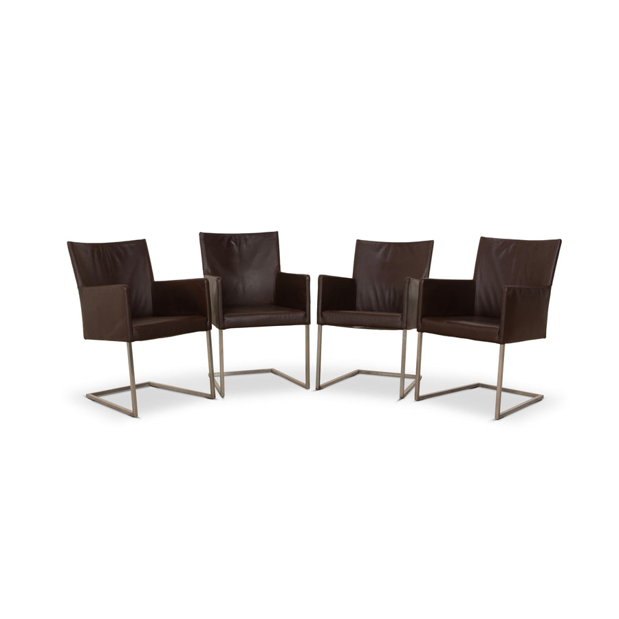 Lot de 4 chaises bert plantagie ARC-E en cuir marron