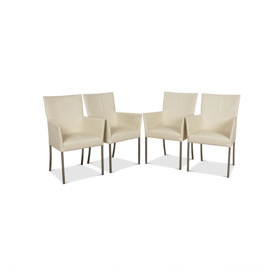 Lot de 4 chaises bert plantagie ARC-E cuir crème